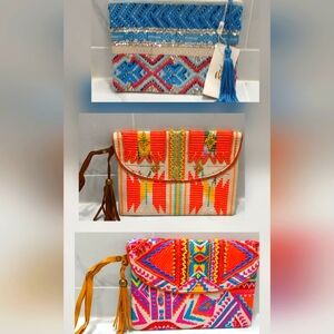 RAJ CLUTCH Colorful Beaded Embroidered Various Designs NEW WITH TAGS